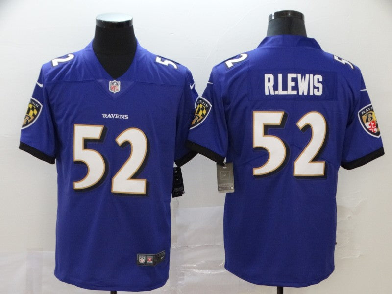 Men’s Baltimore Ravens Ray Lewis #52 Purple Retired Jersey
