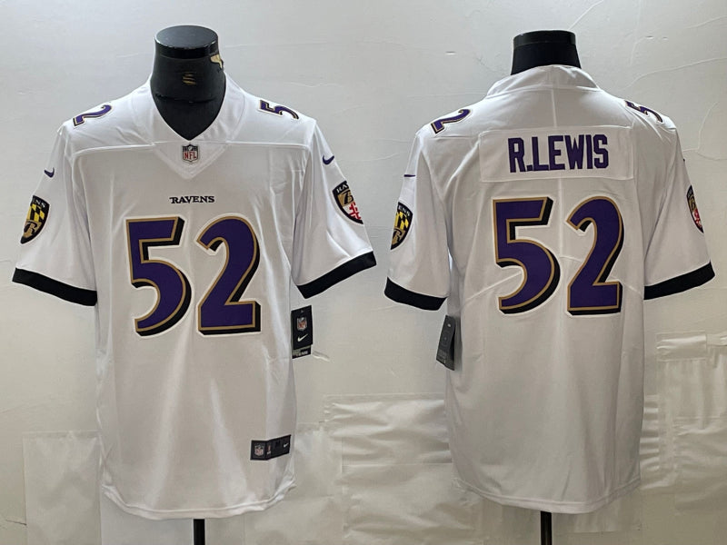 Men’s Baltimore Ravens Ray Lewis #52 White Jersey