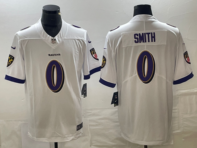 Men’s Baltimore Ravens Roquan Smith #0 White Team Jersey