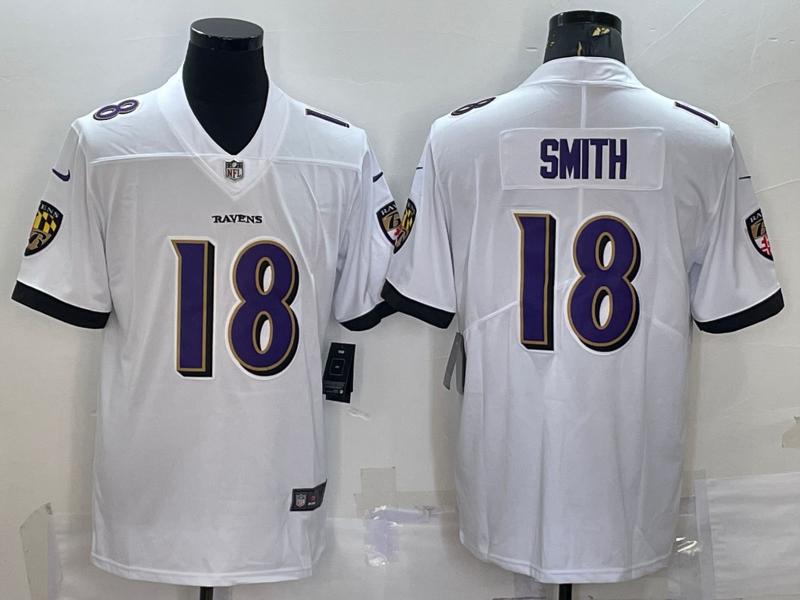 Men’s Baltimore Ravens Roquan Smith #18 White Jersey