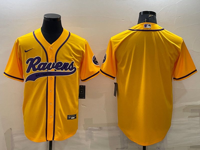 Men’s Baltimore Ravens Yellow Blank Jersey