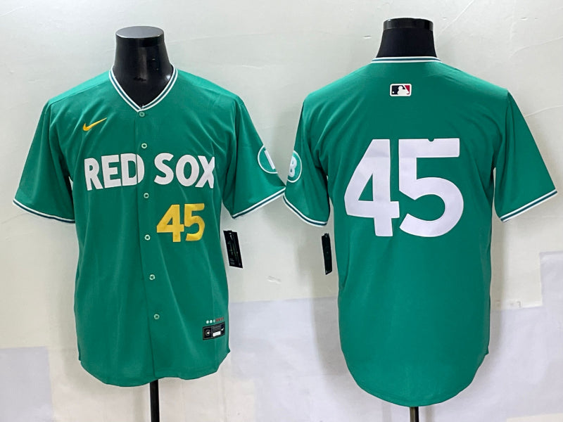 Men’s Boston Red Sox Pedro Martinez #45 Green 2025 City Connect Limited Jersey