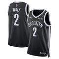 Mens Brooklyn Nets #2 Danny Wolf Nike Black Icon Edition Swingman Jersey