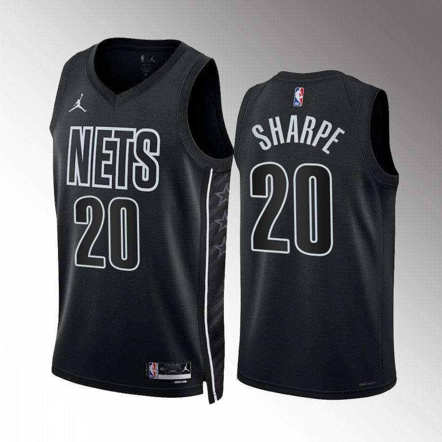 Mens Brooklyn Nets #20 Day’Ron Sharpe Black 2022-23 Statement Edition Player Jersey