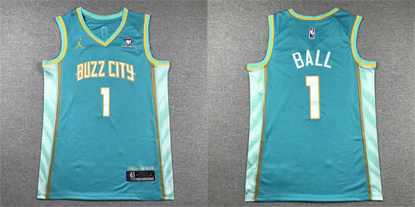 Men’s Charlotte Hornets #1 LaMelo Ball 2023-24 BUZZ City Edition Swingman Jersey Teal