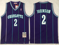 Men’s Charlotte Hornets #2 Larry Johnson 1992-93 Purple Hardwood Classics Soul Swingman Throwback Jersey