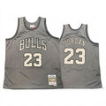 Mens Chicago Bulls #23 Michael Jordan Mitchell & Ness Gray Hardwood Classics Throwback Jersey