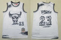 Mens Chicago Bulls #23 Michael Jordan White sketch designed 1997-98 Throwback Jersey
