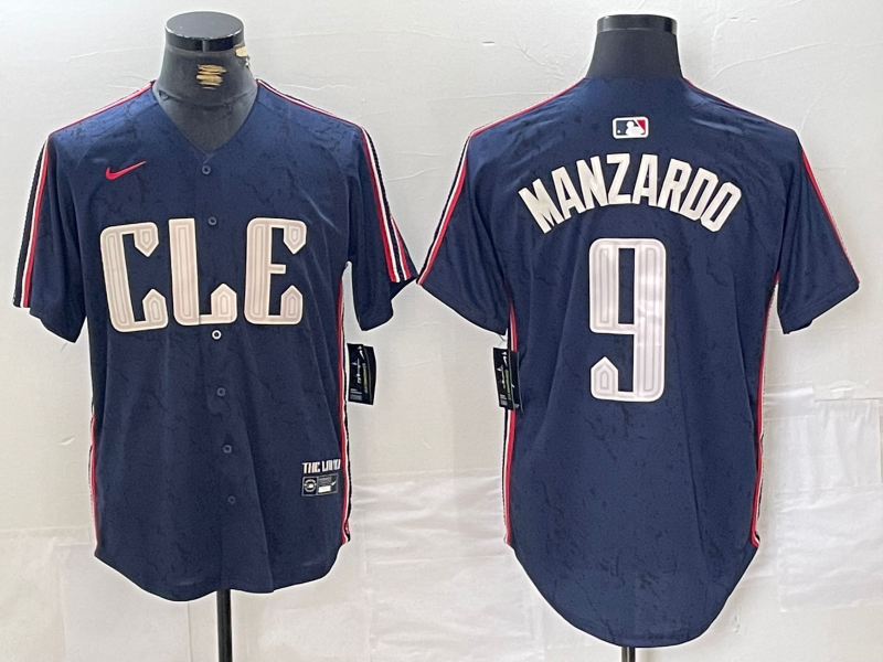 Men’s Cleveland Guardians Kyle Manzardo #9 Navy 2024 City Connect Limited Jersey