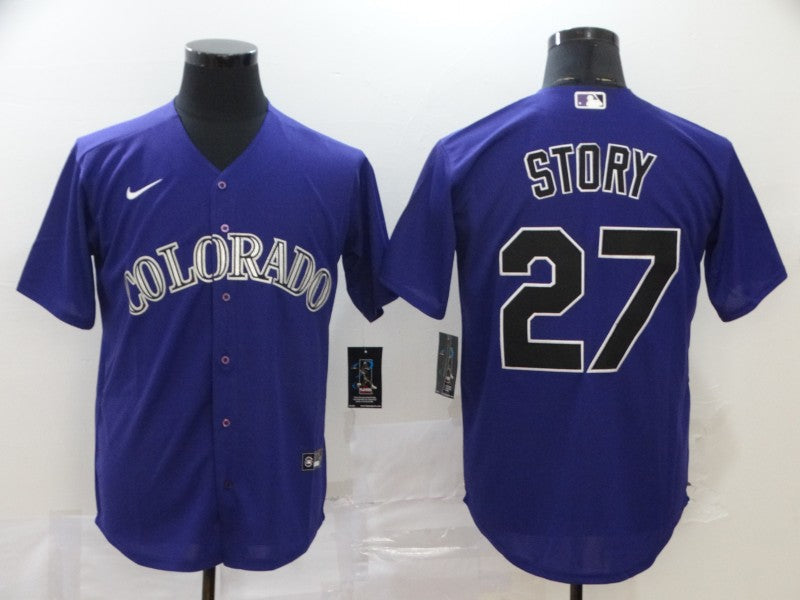Men’s Colorado Rockies Trevor Story #27 Purple Baseball Jersey