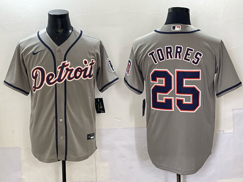 Men’s Detroit Tigers Gleyber Torres #25 Gray Limited Jersey