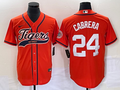 Men’s Detroit Tigers Miguel Cabrera #24 Orange Jersey Joint Edition