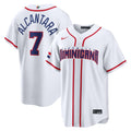 Men’s Dominican Republic Baseball #7 Sandy Alcantara White 2026 World Baseball Classic Home Stadium Jersey