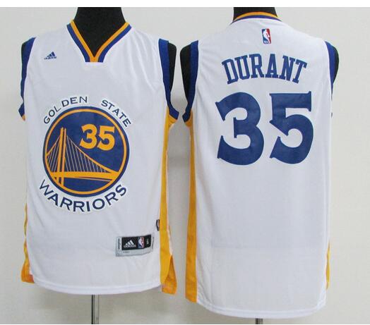Men’s Golden State Warriors Kevin Durant Adidas Home White Revolution 30 Swingman Player Jersey