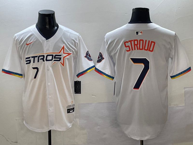 Men’s Houston Astros C.J. Stroud #7 White 2025 City Connect Limited Jersey