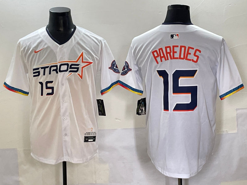 Men’s Houston Astros Enoli Paredes #15 White 2025 City Connect Limited Jersey