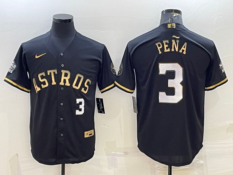 Men’s Houston Astros Jeremy Pena #3 Black Authentic Jersey