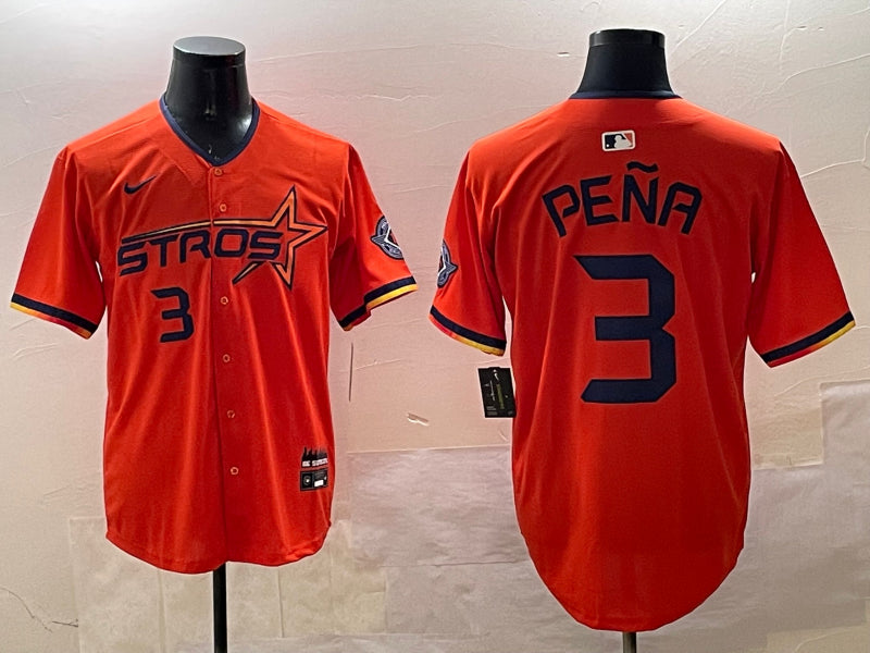 Men’s Houston Astros Jeremy Pena #3 Orange 2025 City Connect Limited Jersey