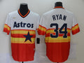 Men’s Houston Astros Nolan Ryan #34 White/Orange Baseball Jersey