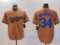 Men’s Los Angeles Dodgers Fernando Valenzuela #34 Brown Jersey