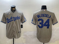 Men’s Los Angeles Dodgers Fernando Valenzuela #34 Gray Jersey