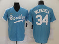 Men’s Los Angeles Dodgers Fernando Valenzuela #34 Light Blue Baseball Jersey