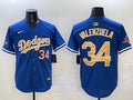 Men’s Los Angeles Dodgers Fernando Valenzuela #34 Royal 2025 Gold Collection Limited Jersey