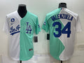 Men’s Los Angeles Dodgers Fernando Valenzuela #34 White/Green Baseball Jersey