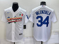 Men’s Los Angeles Dodgers Fernando Valenzuela #34 White Stitched Jersey