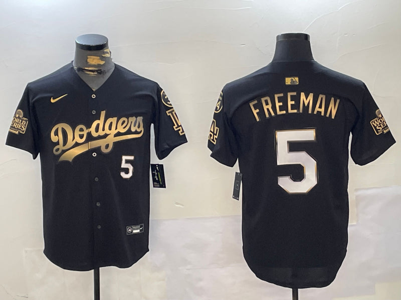 Men’s Los Angeles Dodgers Freddie Freeman #5 Black Jersey