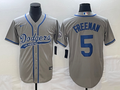 Men’s Los Angeles Dodgers Freddie Freeman #5 Gray Jersey Joint Edition