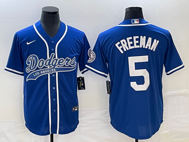 Men’s Los Angeles Dodgers Freddie Freeman #5 Royal Jersey Joint Edition