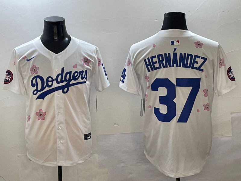 Men’s Los Angeles Dodgers Teoscar Hernandez #37 White Jersey