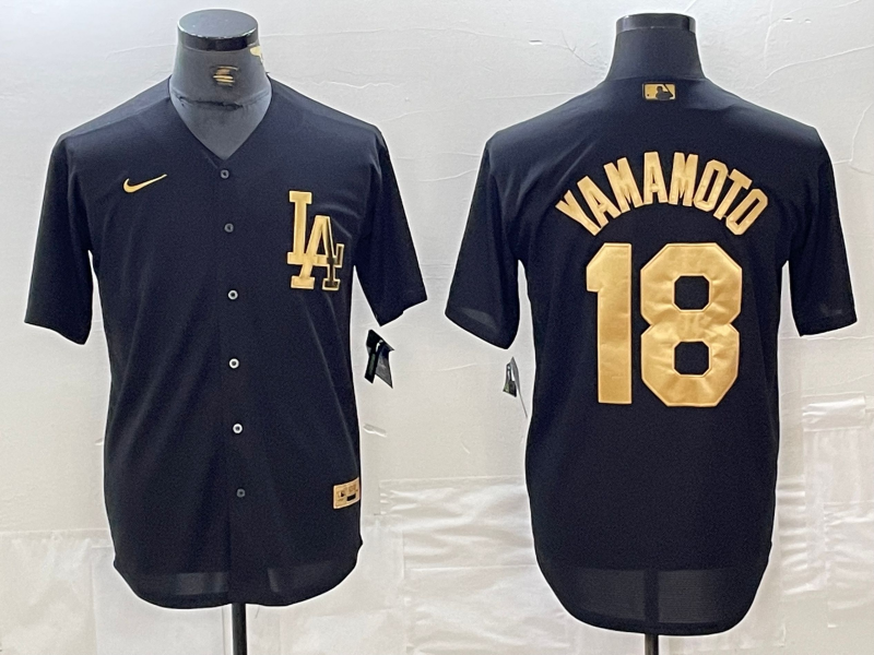 Men’s Los Angeles Dodgers Yoshinobu Yamamoto #18 Black Limited Jersey