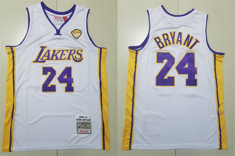 Men’s Los Angeles Lakers #24 Kobe Bryant White Mitchell & Ness Hardwood Classics 2009-10 Finals Jersey