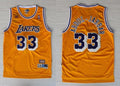 Men’s Los Angeles Lakers #33 Kareem Abdul-Jabbar Yellow Mitchell & Ness Throwback Jersey
