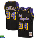 Mens Los Angeles Lakers #34 Shaquille O’Neal Black Mitchell & Ness 1996-97 Hardwood Classics Reload Swingman Jersey