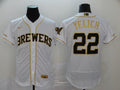 Men’s Milwaukee Brewers #22 Christian Yelich MLB White Jersey