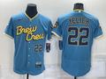 Men’s Milwaukee Brewers Christian Yelich #22 Blue Stitched Jersey