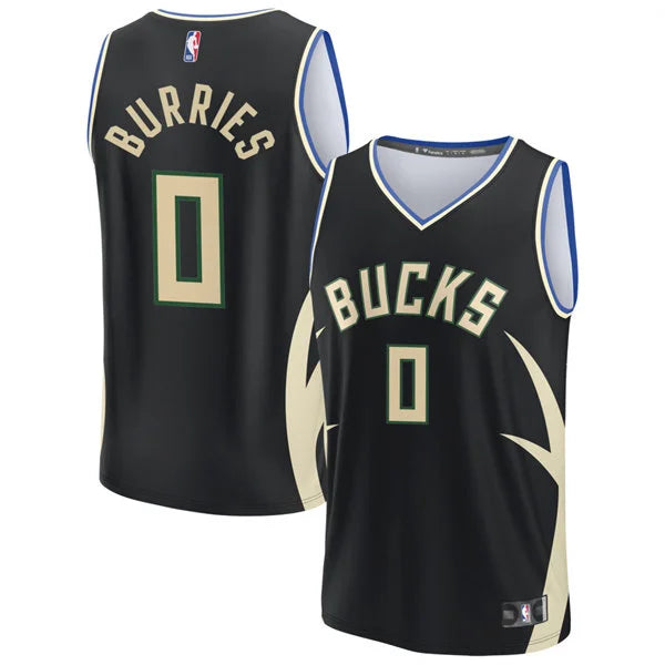 Mens Milwaukee Bucks #0 Brayden Burries Black Statement Edition Swingman Jersey