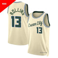 Mens Milwaukee Bucks #13 Ryan Rollins Cream 2025-26 City Edition Jersey