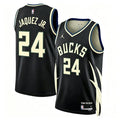 Mens Milwaukee Bucks #24 Jaime Jaquez Jr. Black Statement Edition Swingman Jersey