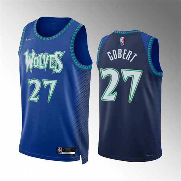 Men’s Minnesota Timberwolves #27 Rudy Gobert Roayl Navy 2021-22 City Edition Jersey