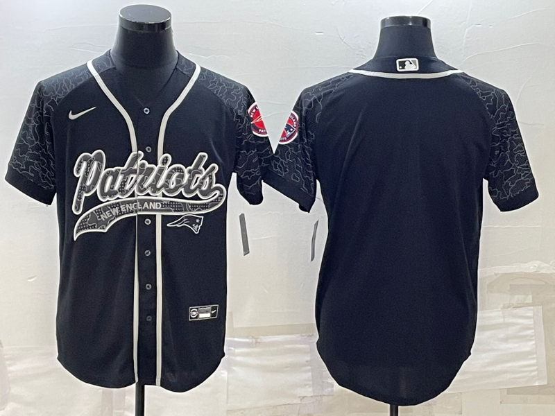 Men’s New England Patriots Black RFLCTV Limited Blank Jersey