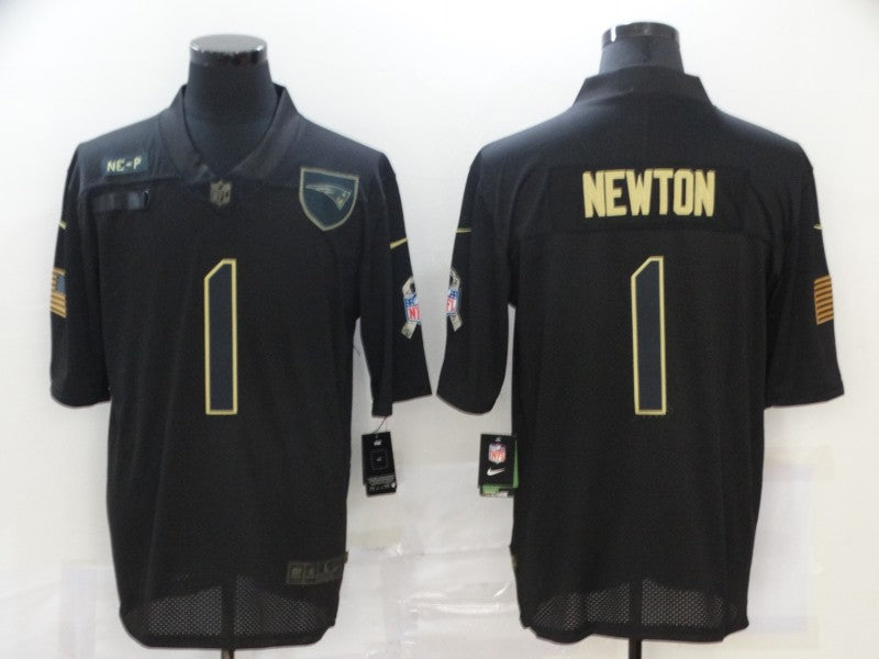 Men’s New England Patriots Cam Newton #1 Black Jersey