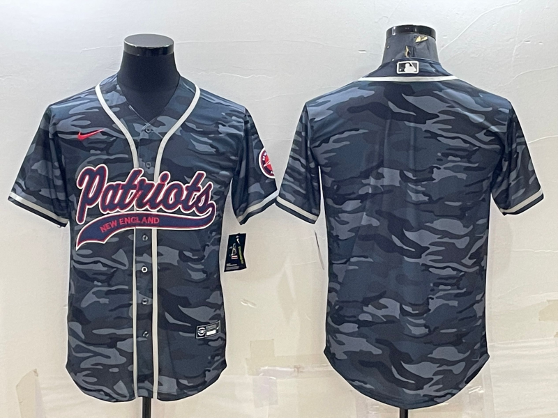 Men’s New England Patriots Grey Camouflage Blank Jersey