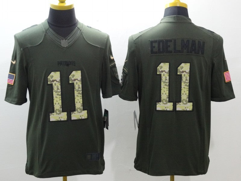 Men’s New England Patriots Julian Edelman #11 Army Green Jersey