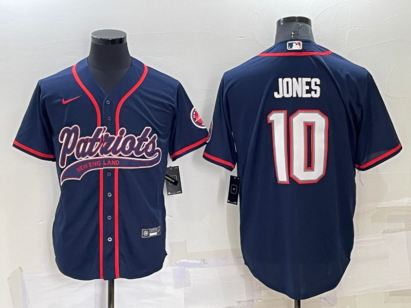 Men’s New England Patriots Mac Jones #10 Navy Jersey Joint Edition