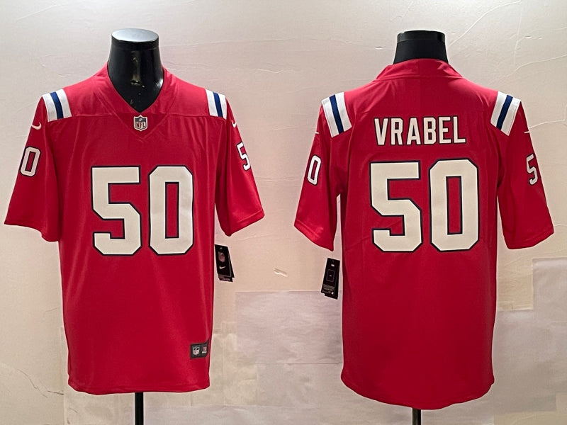 Men’s New England Patriots Mike Vrabel #50 Red Retired Alternate Jersey