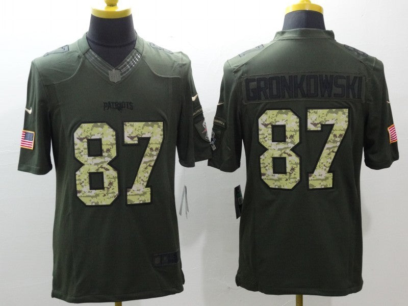 Men’s New England Patriots Rob Gronkowski #87 Army Green Jersey